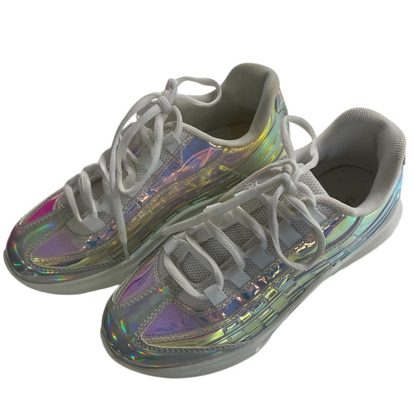 Holographic, Iridescent, White,silver, shock absorbent, Sneakers, size 7,New - Picture 4 of 14